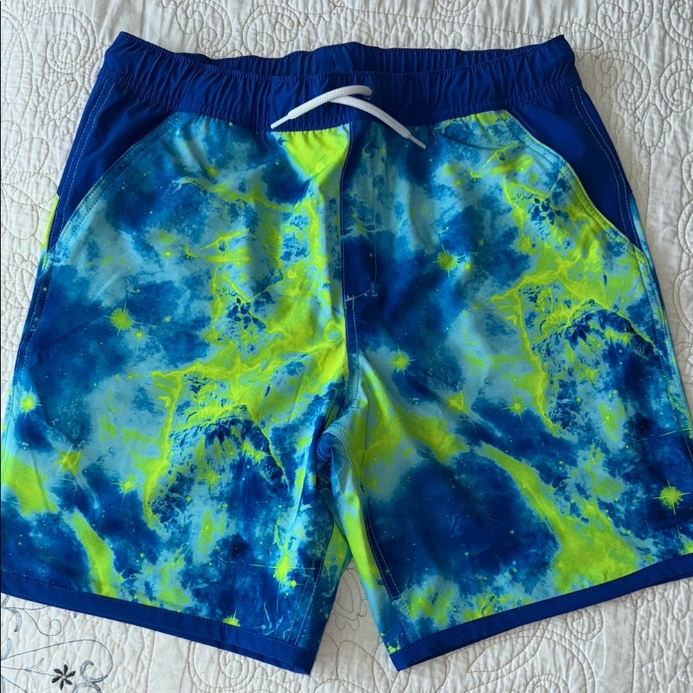 Lands’ End Boys Vibrant Blue and Yellow Swim Shorts